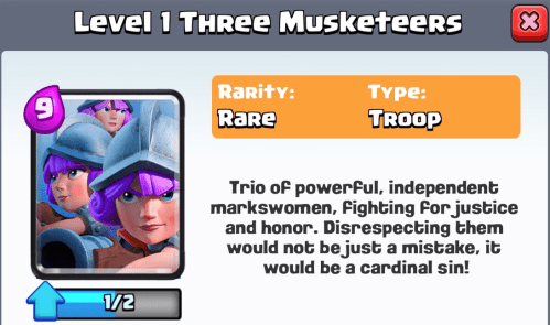 《皇室战争》三个火枪手英文简介